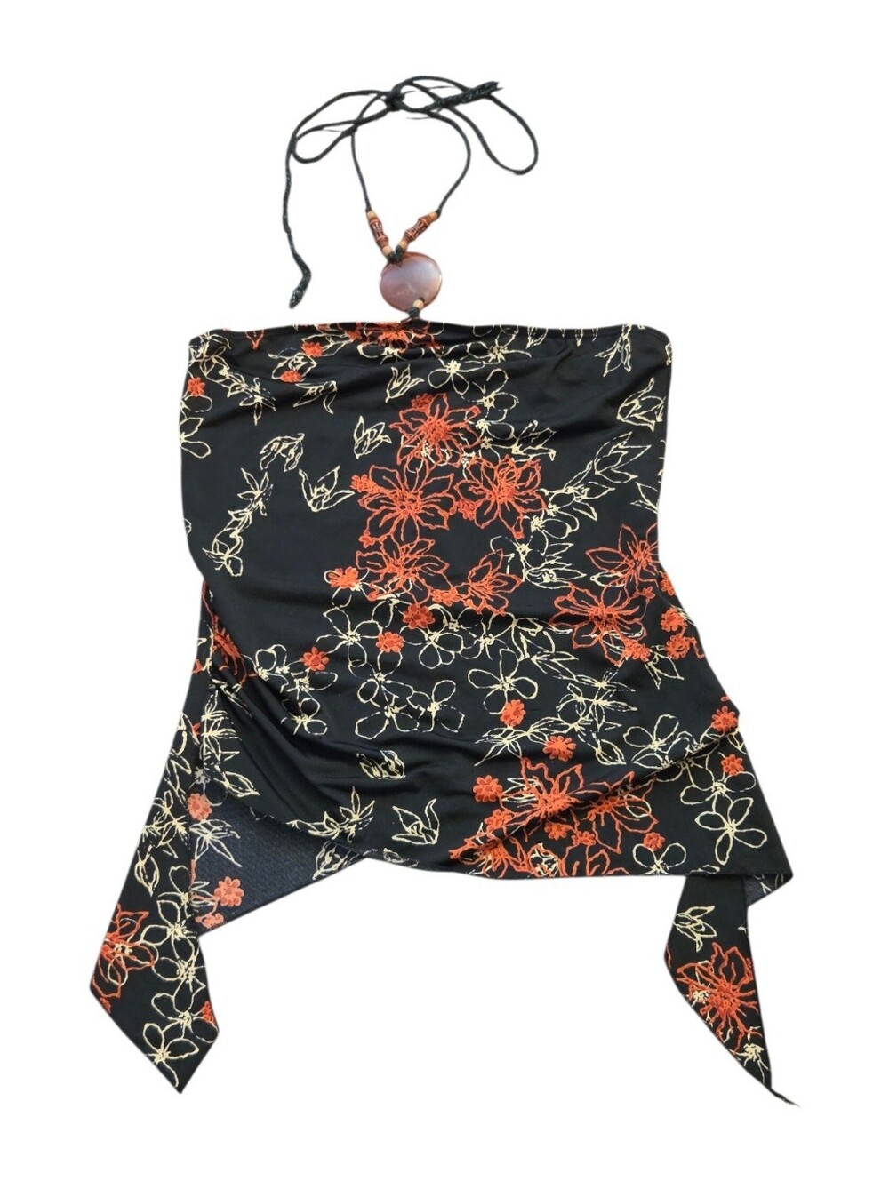 Charlotte Russe Vintage Y2K Whimsygoth Handkerchief Halter Top - Large